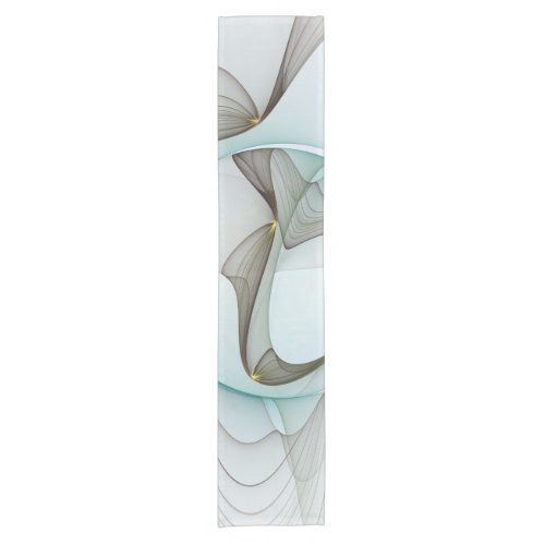 Abstract Modern Turquoise Brown Gold Elegance Short Table Runner