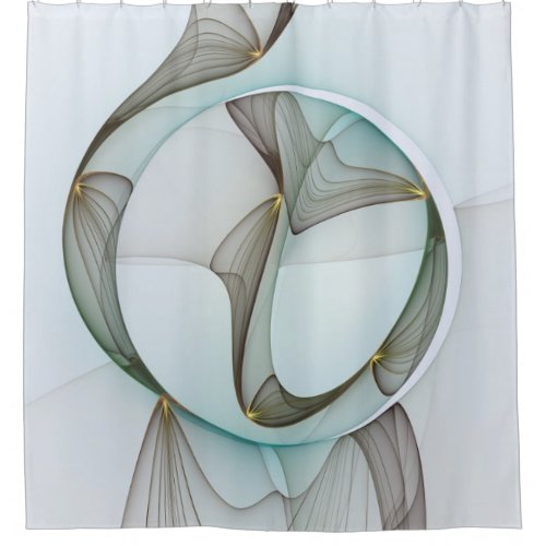 Abstract Modern Turquoise Brown Gold Elegance Shower Curtain