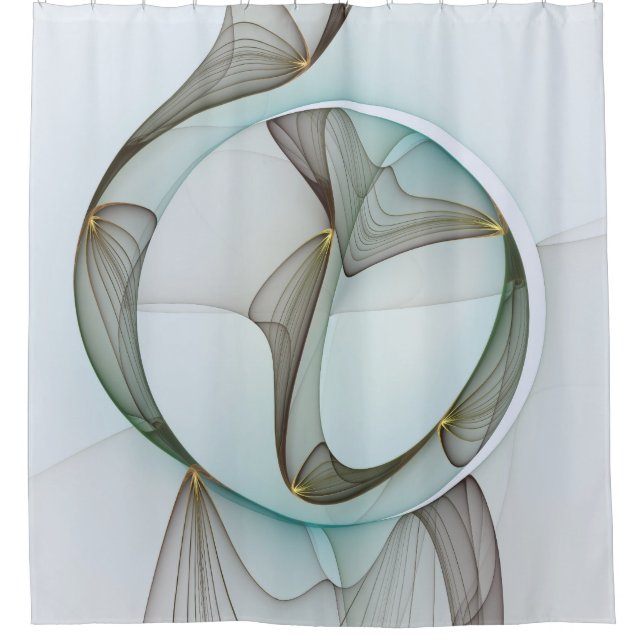 Abstract Modern Turquoise Brown Gold Elegance Shower Curtain (Front)