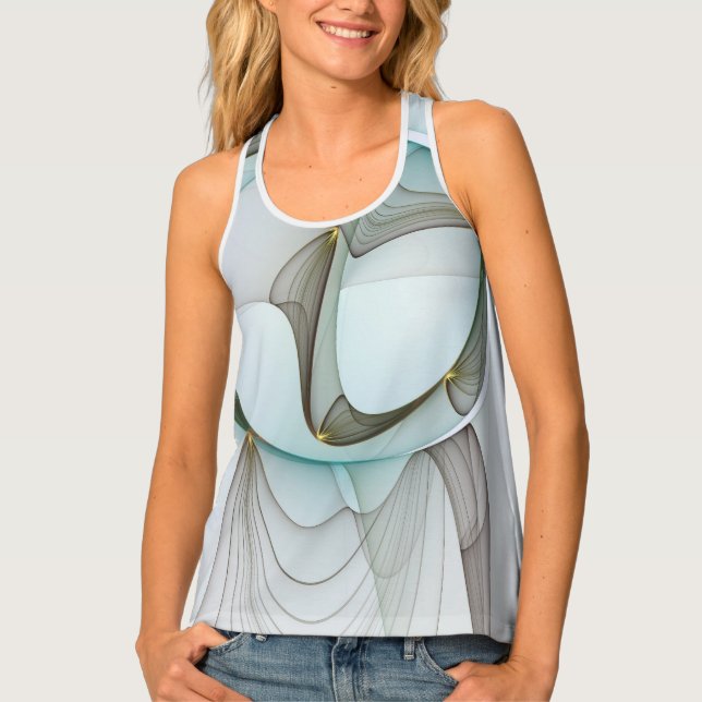 Abstract Modern Turquoise Brown Gold Elegance Tank Top (Front)