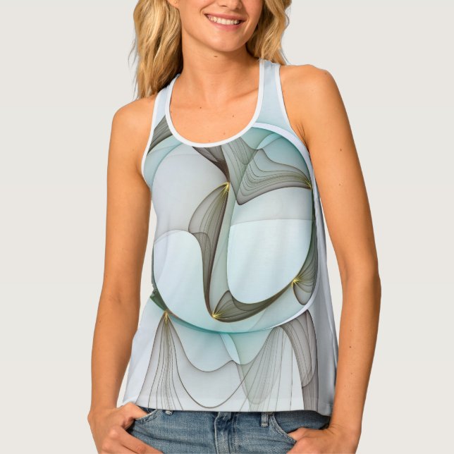 Abstract Modern Turquoise Brown Gold Elegance Tank Top (Front)