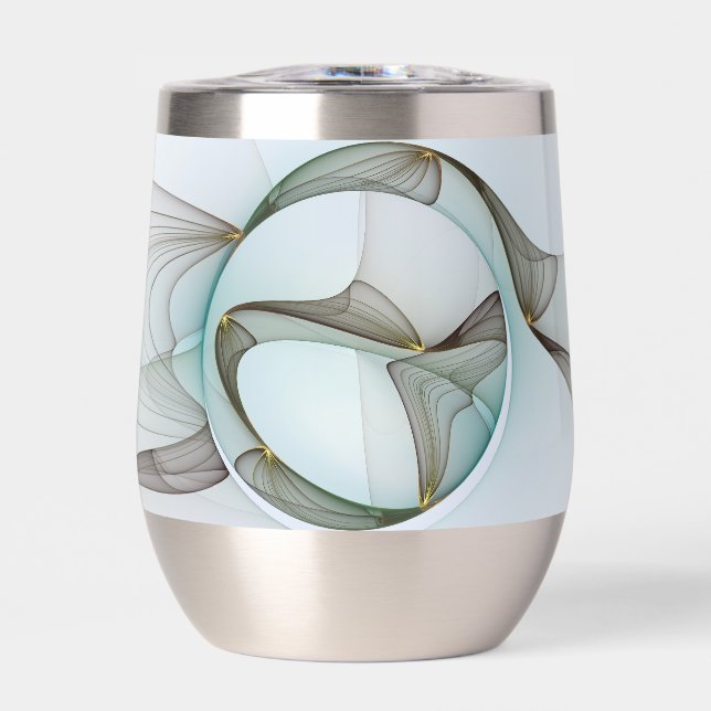 Abstract Modern Turquoise Brown Gold Elegance Thermal Wine Tumbler (Front)