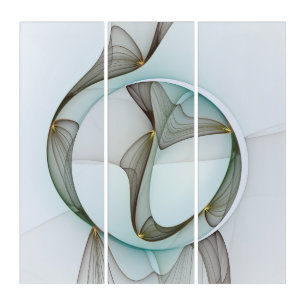 Abstract Modern Turquoise Brown Gold Elegance Triptych