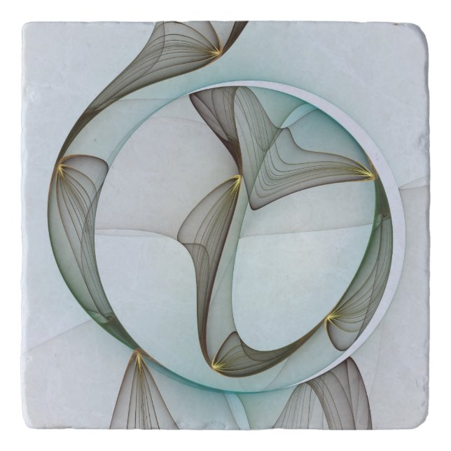 Abstract Modern Turquoise Brown Gold Elegance Trivet (Front)