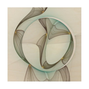 Abstract Modern Turquoise Brown Gold Elegance Wood Wall Art