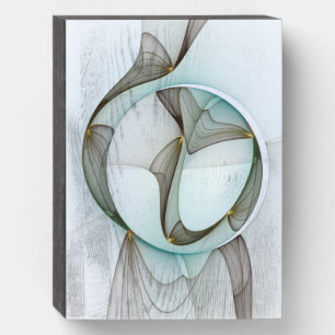 Abstract Modern Turquoise Brown Gold Elegance Wooden Box Sign