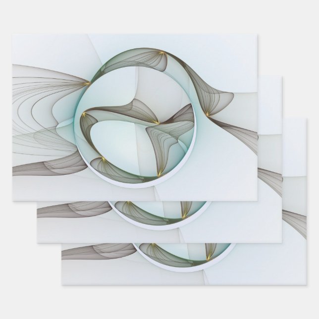 Abstract Modern Turquoise Brown Gold Elegance Wrapping Paper Sheets (Set)