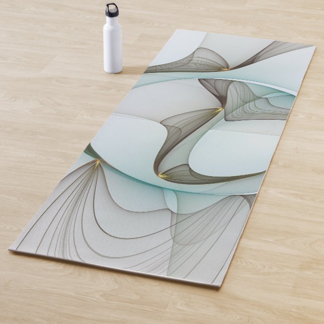 Abstract Modern Turquoise Brown Gold Elegance Yoga Mat (In Situ)