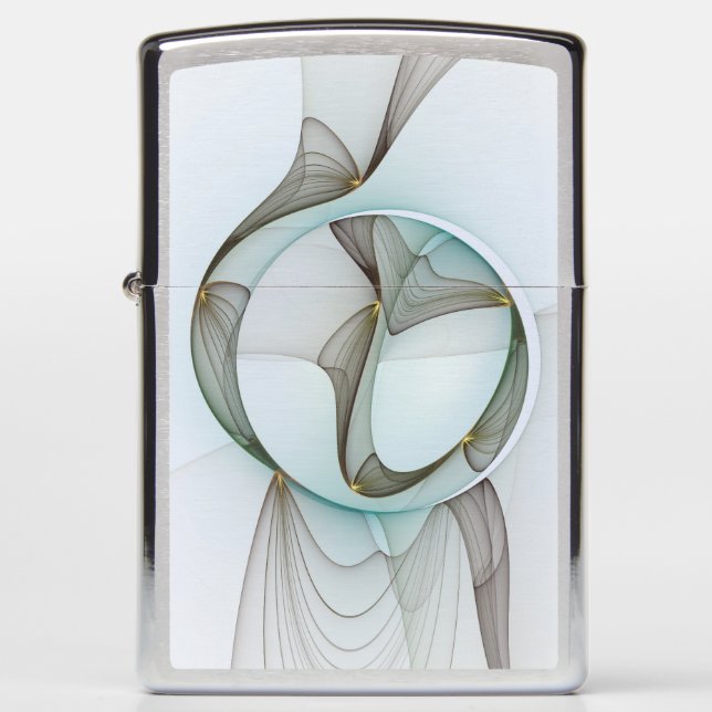 Abstract Modern Turquoise Brown Gold Elegance Zippo Lighter (Front)