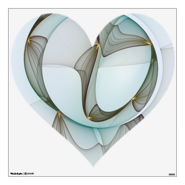 Abstract Modern Turquoise Brown Gold Elegant Heart Wall Decal (Front)