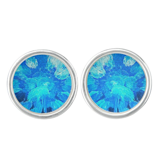Abstract, modern, turquoise, hawaiian mosaic  cufflinks (Front)