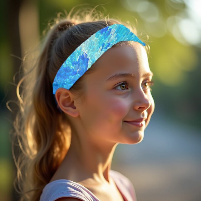 Abstract, modern, turquoise, hawaiian mosaic  tie headband (Creator Uploaded)