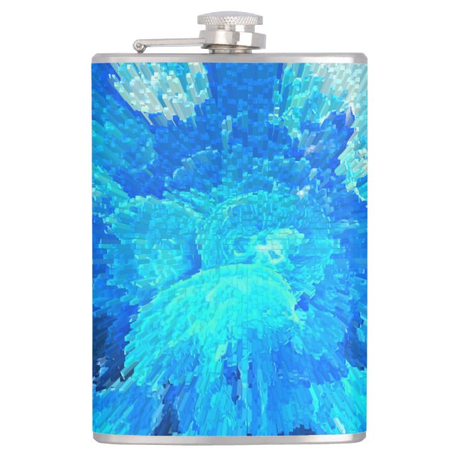 Abstract, modern, turquoise jellyfish pattern   flask (Front)
