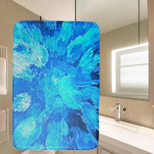 Abstract, modern, turquoise mosaic bath mat