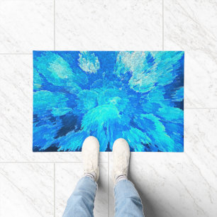 Abstract, modern, turquoise mosaic doormat
