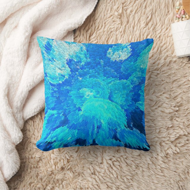 Abstract, modern, turquoise mosaic pattern throw pillow (Blanket)