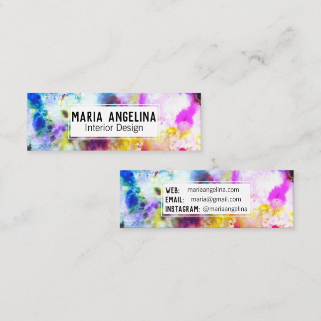 Abstract Modern Watercolor COLORFUL Mini Business Card (Front/Back)