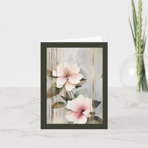 Abstract Modern Watercolor Flowers Valentine Thank You Card