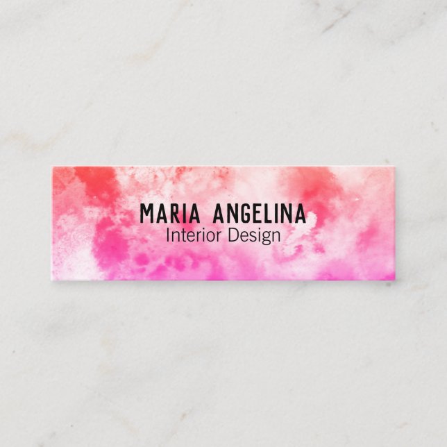 Abstract Modern Watercolor peach pink Mini Business Card (Front)