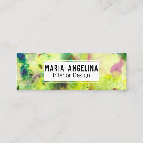 Abstract Modern Watercolor pink green Mini Business Card
