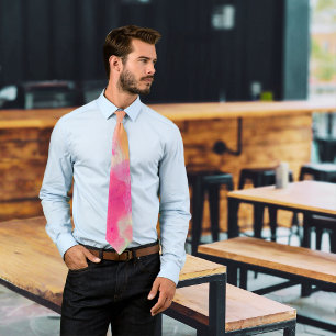 Abstract Modern Watercolor Pink Yellow Purple Neck Tie