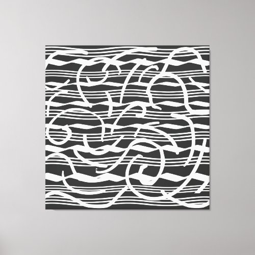 Abstract modern white geometric lines art canvas print