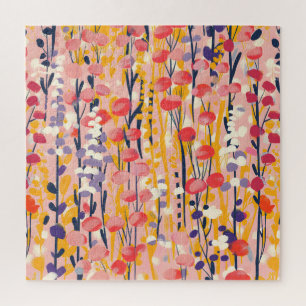 Abstract Modern Wildflower Floral Botanical Garden Jigsaw Puzzle