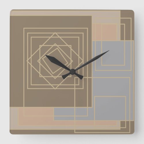 abstract modernist geometric art square wall clock