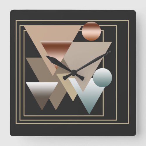 abstract modernist geometric pattern square wall clock