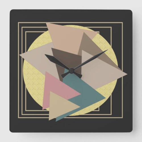 abstract modernist geometric pattern square wall clock