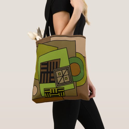 abstract modernist geometric pattern tote bag