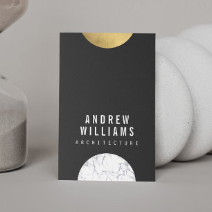 Abstract Modernist Marble, Gold, Dk Gray Designer Business Card