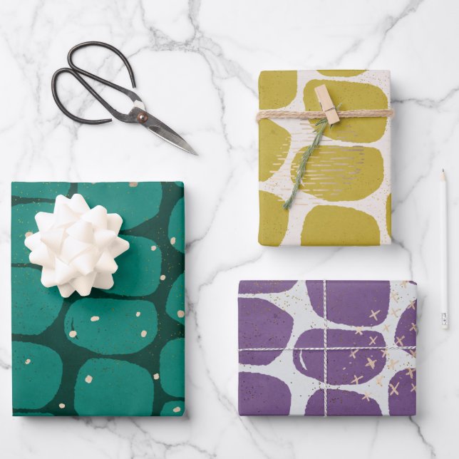 Abstract Modish Pattern Holiday Wrapping Paper Sheets (Front)