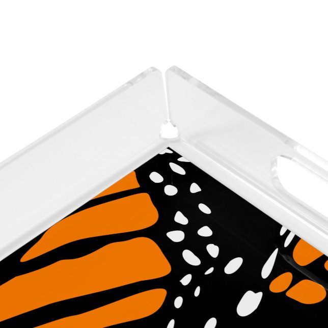 Abstract Monarch Butterfly Design Acrylic Tray (Corner)