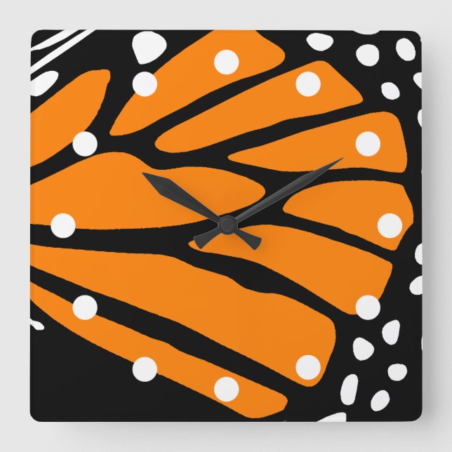 Abstract Monarch Butterfly Design Square Wall Clock (Front)