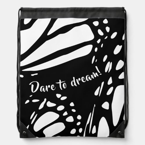 Abstract Monarch Butterfly Wing _ Dare to Dream Drawstring Bag