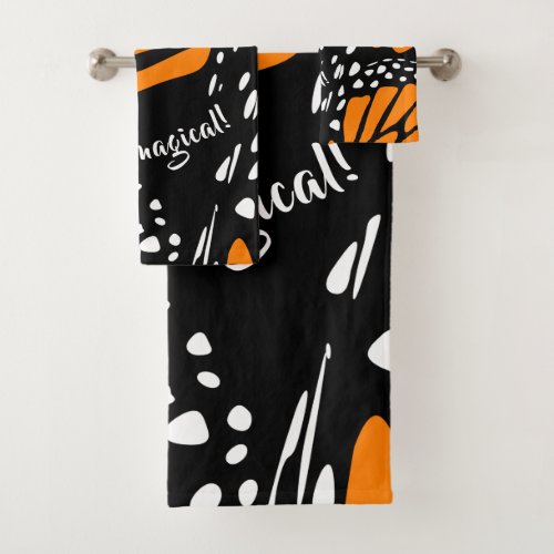 Abstract Monarch Butterfly Wing Life is magical  Bath Towel Set