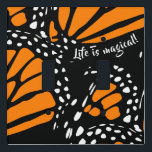 Abstract Monarch Butterfly Wing - Life is magical! Light Switch Cover<br><div class="desc">Abstract Monarch butterfly wing with inspirational text - Life is magical! - decorates the light switch cover in orange, black, and white. Customize it by modifying the color of the cover. Your color will replace the orange wing areas and pair with black and white. Additionally, personalize the text. Like this,...</div>