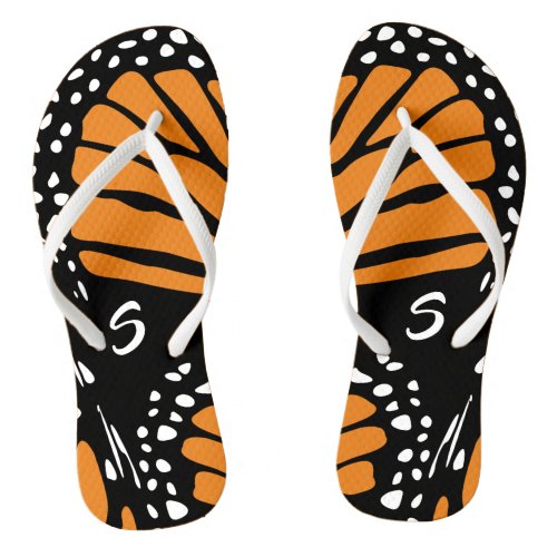 Abstract Monarch Butterfly Wing Monogram  Flip Flo Flip Flops