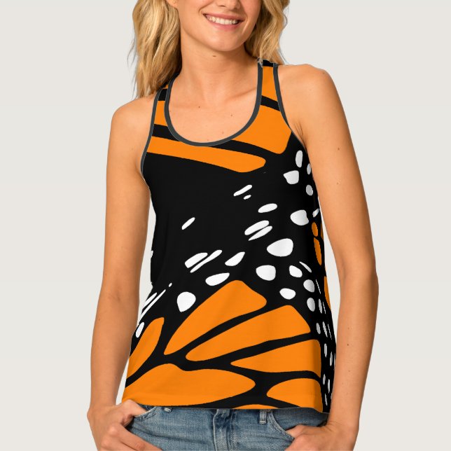 Abstract Monarch Wing Design Tank Top (Front)