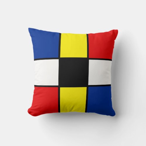 Abstract Mondrian Style Squares Throw Pillow