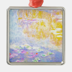 abstract, monet water lilies 7 metal ornament