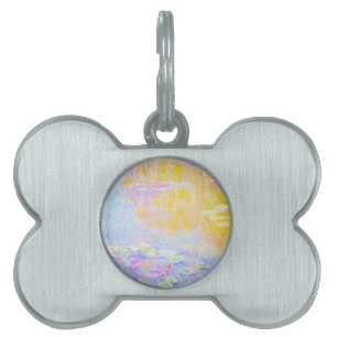 abstract, monet water lilies 7 pet ID tag