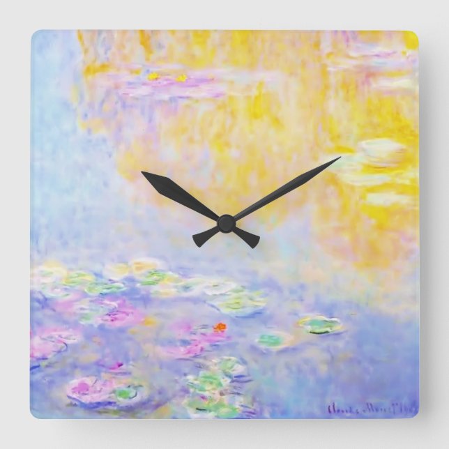 abstract, monet water lilies 7 square wall clock (Front)
