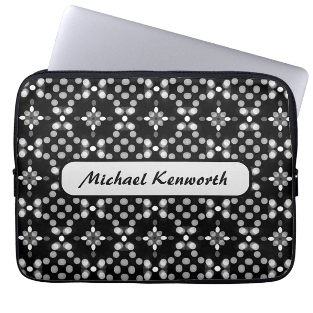 Abstract Monochrome Bokeh Dots Pattern Laptop Sleeve (Front)