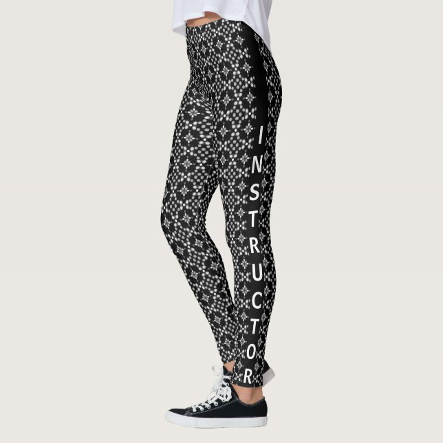 Abstract Monochrome Bokeh Dots Pattern Leggings (Left)