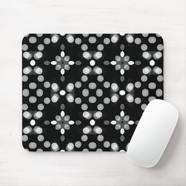 Abstract Monochrome Bokeh Dots Pattern Mouse Pad (With Mouse)