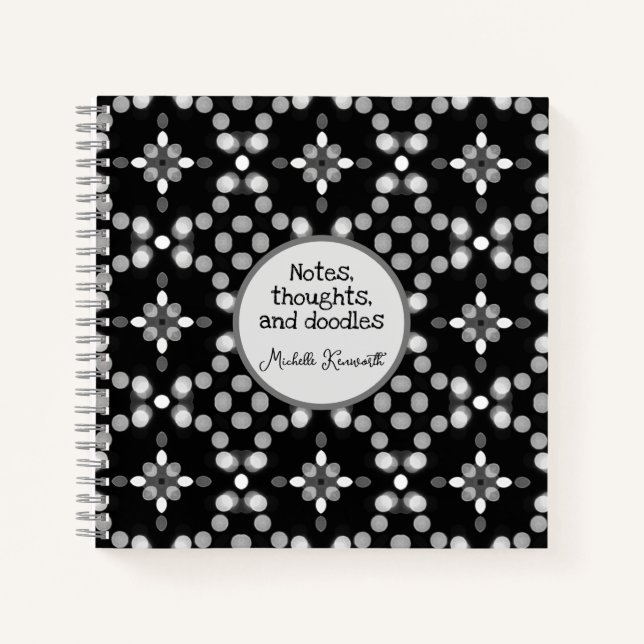 Abstract Monochrome Bokeh Dots Pattern Notebook (Front)