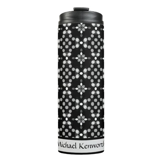 Abstract Monochrome Bokeh Dots Pattern Thermal Tumbler (Front)