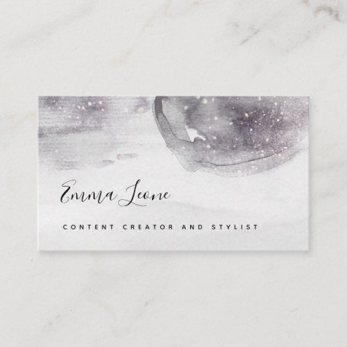 Abstract Monochrome Gray Watercolor  Rose Gold Business Card